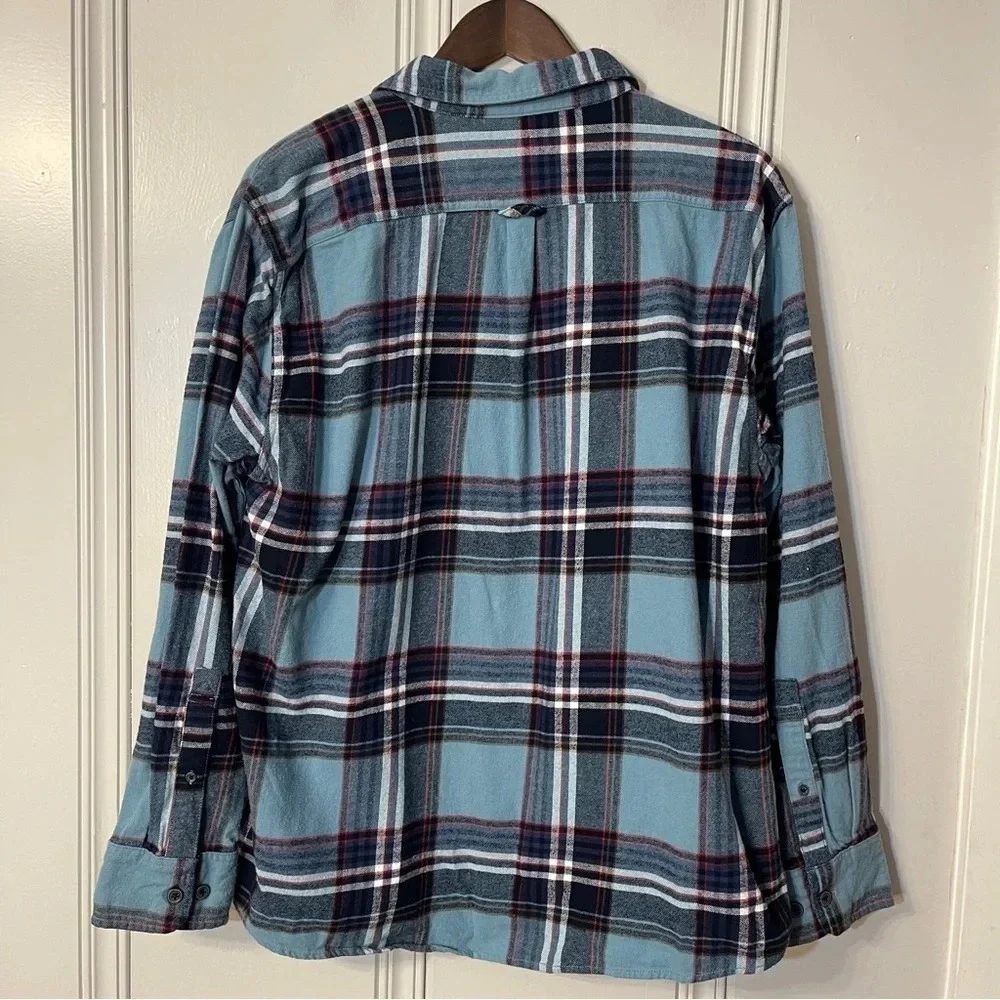Eddie Bauer Men’s Button Down‎ Flannel Blue Plaid Size XL - Picture 10 of 13